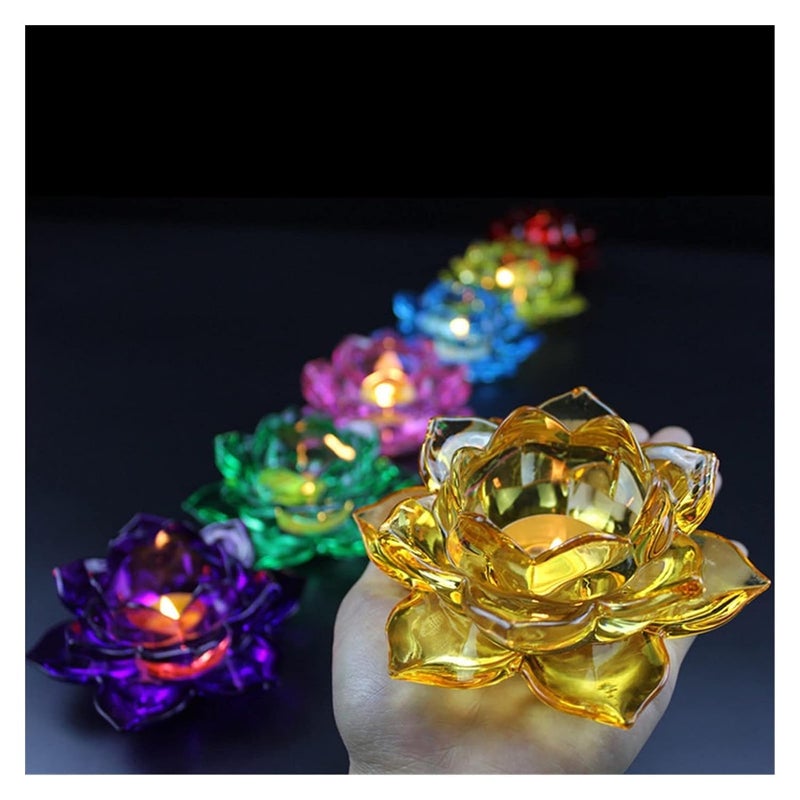 Sri Sai Tradelink 120mm Quartz Crystal Lotus Flower Crafts Glass Paperweight Fengshui Ornaments Figurines Home Wedding Party Decor Gifts Souvenir Candle Holder Color Green  - Image 3