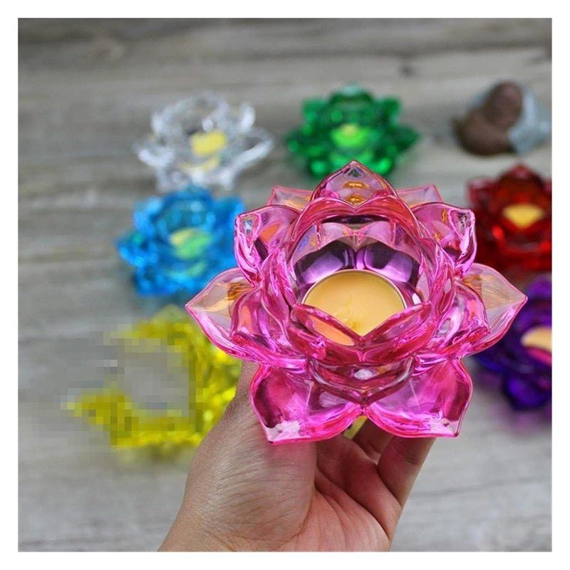 Sri Sai Tradelink 120mm Quartz Crystal Lotus Flower Crafts Glass Paperweight Fengshui Ornaments Figurines Home Wedding Party Decor Gifts Souvenir Candle Holder Color Green  - Image 5