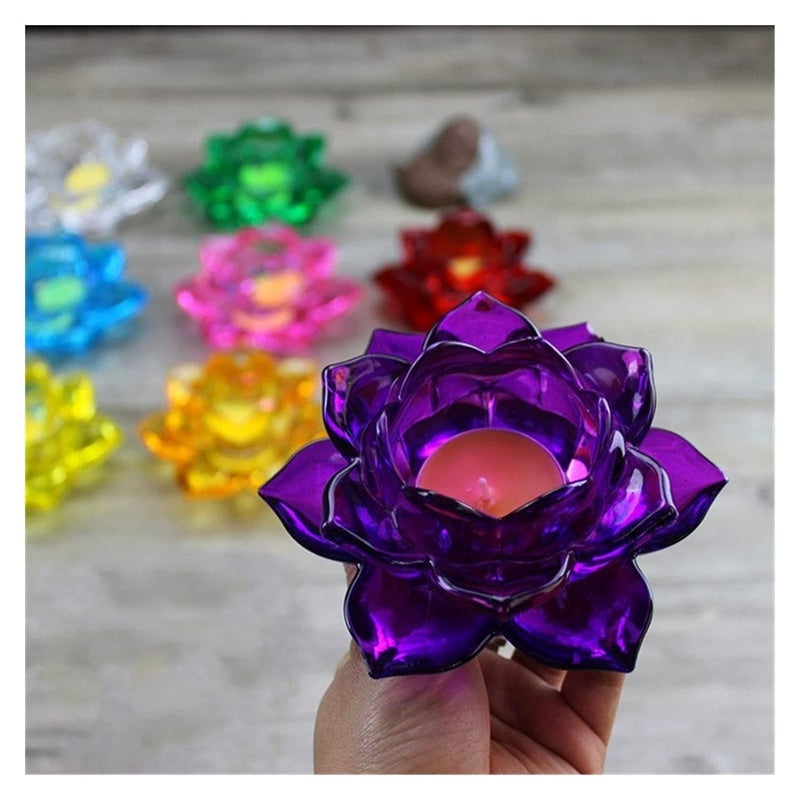Sri Sai Tradelink 120mm Quartz Crystal Lotus Flower Crafts Glass Paperweight Fengshui Ornaments Figurines Home Wedding Party Decor Gifts Souvenir Candle Holder Color Green  - Image 4
