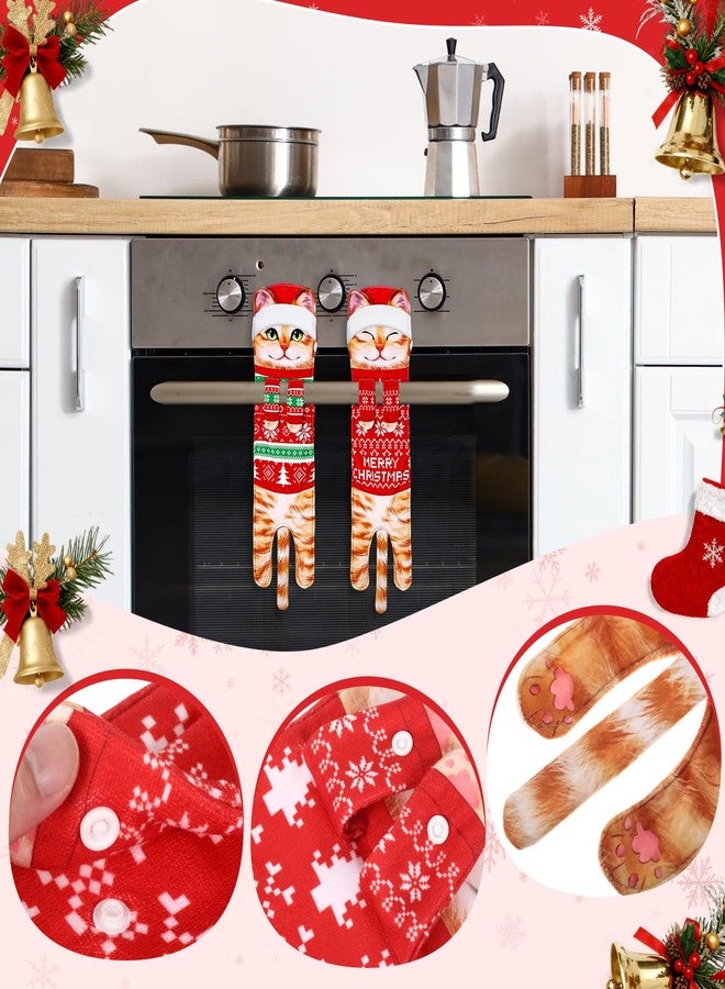 Hercicy 2 Pcs Christmas Funny Cat Hand Towels for Bathroom Kitchen Decor Cute Kitten Decorative Hanging Towels for Housewarming Christmas Valentines Thanksgiving Birthday Cat Lovers Gifts - Image 4
