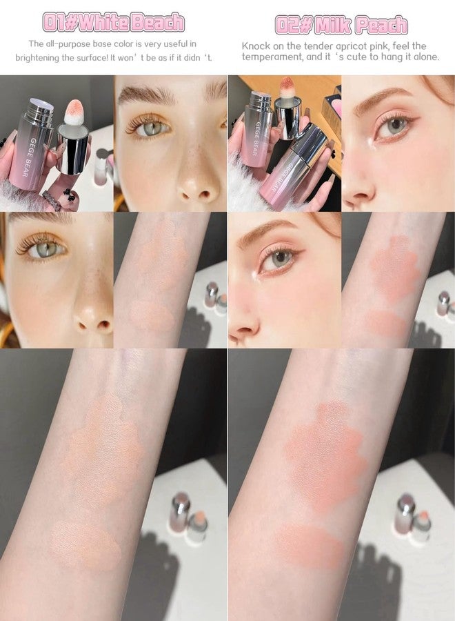 Gege Bear Water Velvet Blush | Built-In Applicator Brush | Long-Wearing Formula | Pink Coral Cheek Stain | Liquid Cheek Tint | Soft Girl Makeup Essential | Easy Blend Technology | Natural Flush Effect | Easy Blend Technology | Buildable Coverage | Kawaii Beauty Products for Women (05# Apricot Tea, 7g) - Image 3