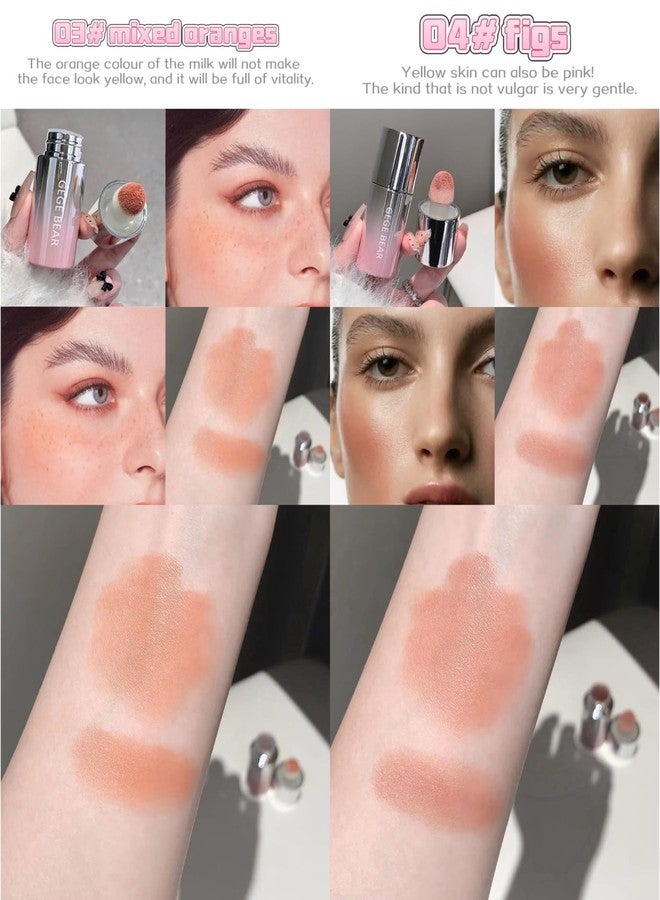 Gege Bear Water Velvet Blush | Built-In Applicator Brush | Long-Wearing Formula | Pink Coral Cheek Stain | Liquid Cheek Tint | Soft Girl Makeup Essential | Easy Blend Technology | Natural Flush Effect | Easy Blend Technology | Buildable Coverage | Kawaii Beauty Products for Women (05# Apricot Tea, 7g) - Image 4