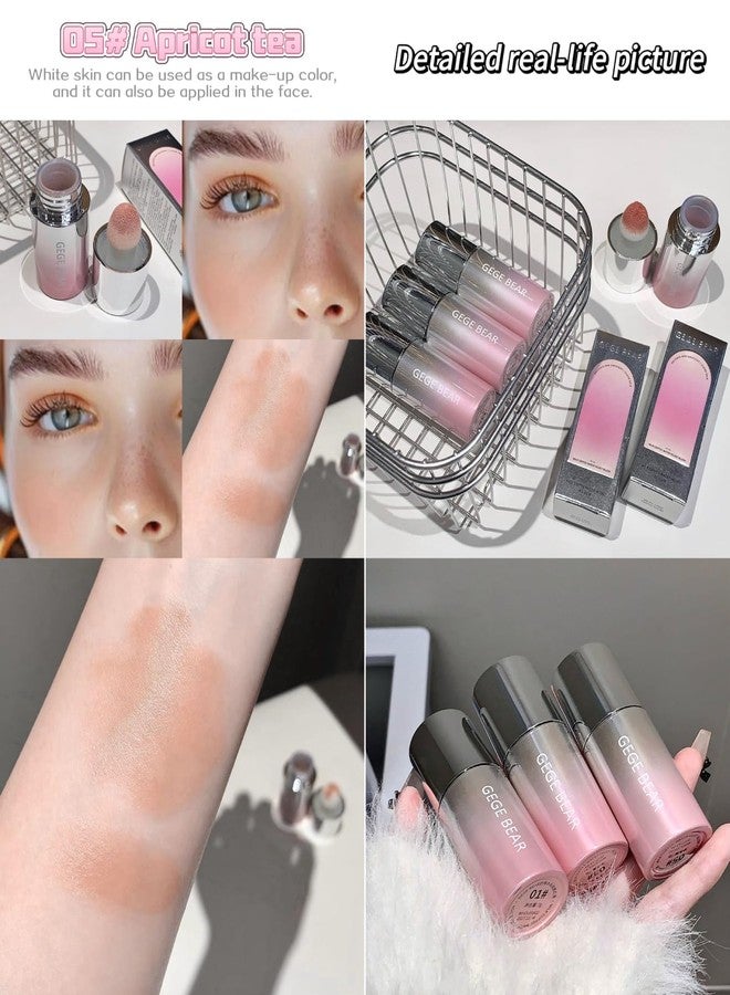 Gege Bear Water Velvet Blush | Built-In Applicator Brush | Long-Wearing Formula | Pink Coral Cheek Stain | Liquid Cheek Tint | Soft Girl Makeup Essential | Easy Blend Technology | Natural Flush Effect | Easy Blend Technology | Buildable Coverage | Kawaii Beauty Products for Women (05# Apricot Tea, 7g) - Image 5