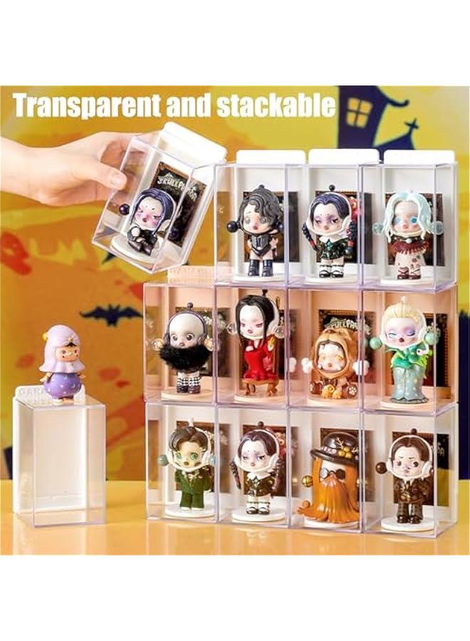 Arabest Figures Display Box, Clear Figures Display Case with ID Card Slot, Stackable Doll Display Stand for Pop Mart Lego Collectibles Action Figures (Green) - Image 2