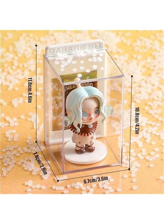 Arabest Figures Display Box, Clear Figures Display Case with ID Card Slot, Stackable Doll Display Stand for Pop Mart Lego Collectibles Action Figures (Green) - Image 3