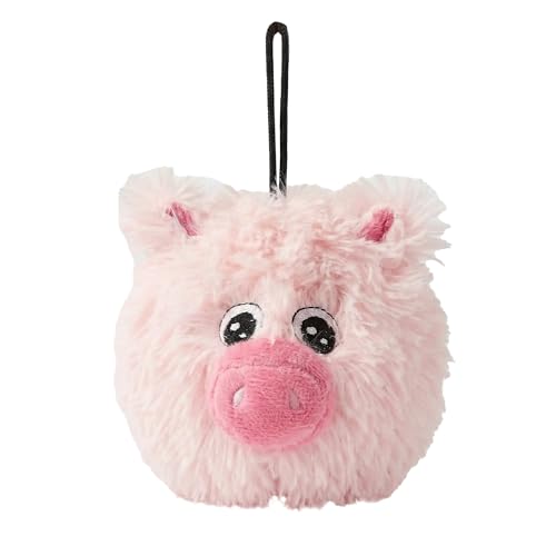Pet Lou 4 Inch Squeaky Pig Dog Plush Toy StuffingFree Soft Plush Durable Bouncy Squeaker Ball Floats in Water for Small Medium Dogs Pink - Image 1