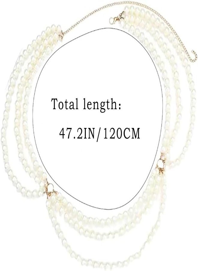 RECTYO GALLERY 1 Pcs Premium white Pearl Body Chain Women Waist Chain Belt Layered Bikini Belly Chains Pearls Waist Accessory for Women - Image 4