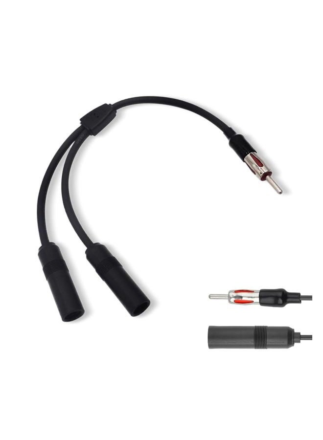 GLSOWEE Car Antenna Adapter, Radio Stereo Antenna Adapter Connector, 1 Male to 2 Female Y Adapter, Antenna Extension Cable Converter, Suitable for Vehicle Truck SUV Car Stereo Radio - Image 1