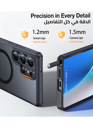 جراب لموبايل سامسونج S25 الترا من، متوافق مع ماج سيف، غطاء مغناطيسي مع حامل غير مرئي، جراب موبايل حماية ضد الصدمات، جراب خلفي رفيع غير لامع لهاتف جالاكسي S25 الترا 5G (اسود) - view 5