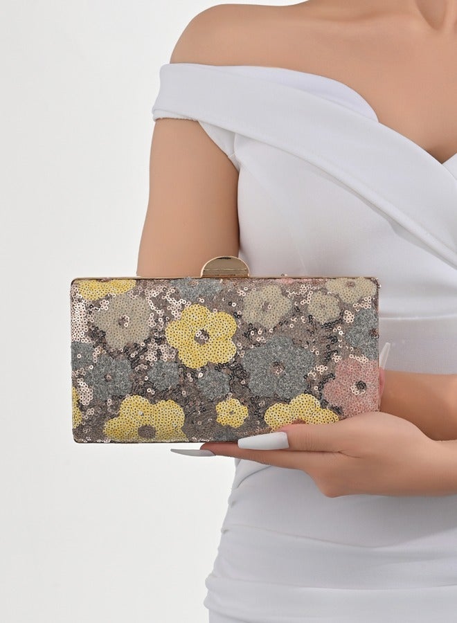 Fashion pattern colorful organizer bag with detachable chain to carry cell phone, cosmetics, floral pattern, colorful spring dress, vintage temperament ladies and women's clutches, perfect gift for friends and relatives, dinner parties and holidays  - Image 1