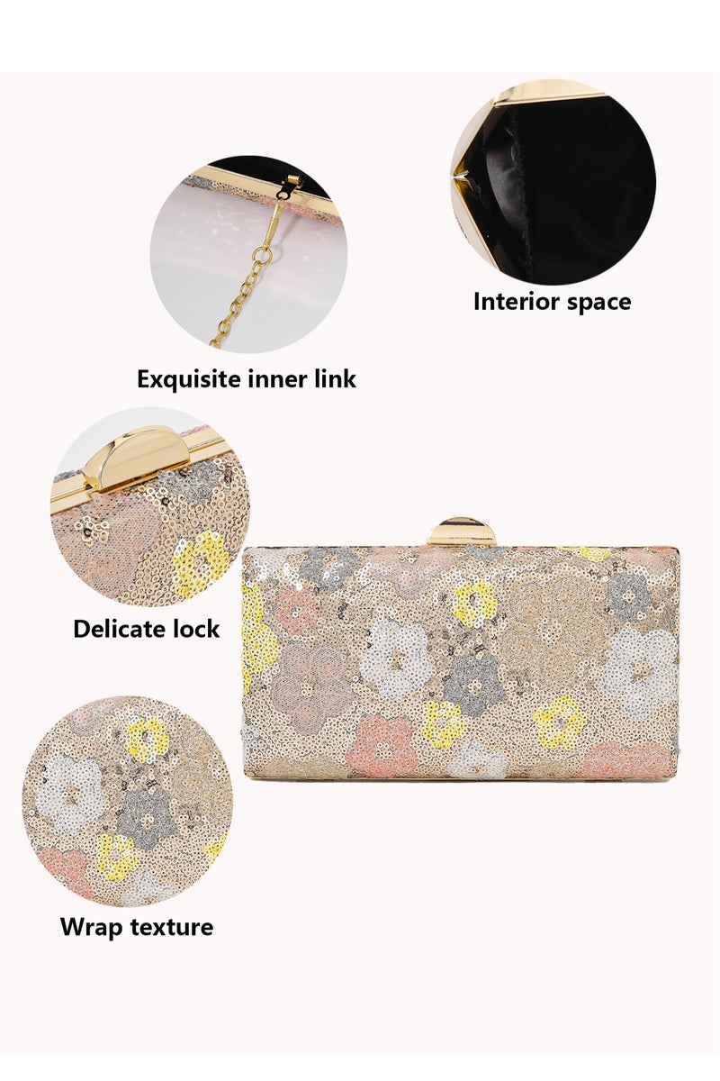Fashion pattern colorful organizer bag with detachable chain to carry cell phone, cosmetics, floral pattern, colorful spring dress, vintage temperament ladies and women's clutches, perfect gift for friends and relatives, dinner parties and holidays  - Image 2