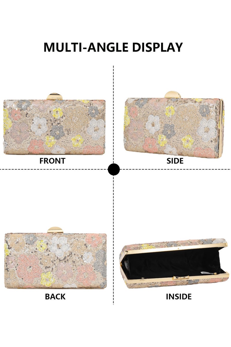 Fashion pattern colorful organizer bag with detachable chain to carry cell phone, cosmetics, floral pattern, colorful spring dress, vintage temperament ladies and women's clutches, perfect gift for friends and relatives, dinner parties and holidays  - Image 3