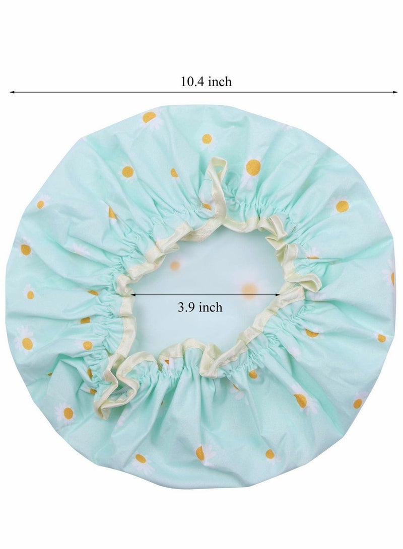 SYOSI Shower Caps, Bath Cap, for Women Waterproof Double Layered Elastic Shower Cap (4 Pack) - Image 4