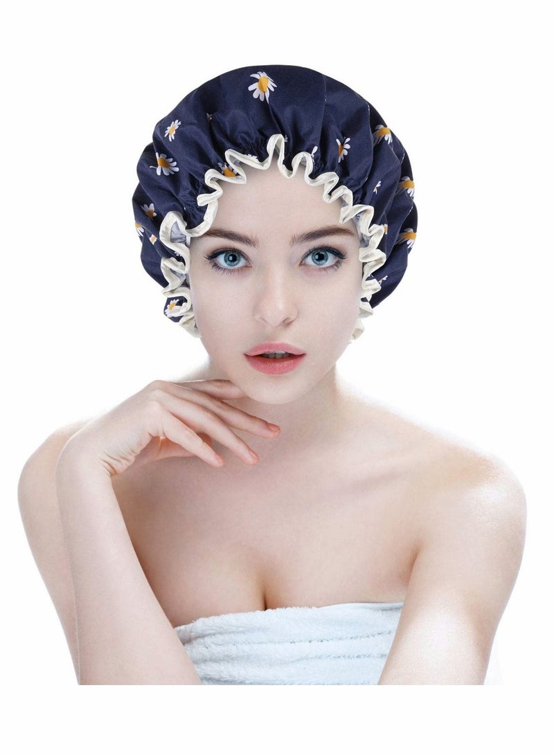 SYOSI Shower Caps, Bath Cap, for Women Waterproof Double Layered Elastic Shower Cap (4 Pack) - Image 3