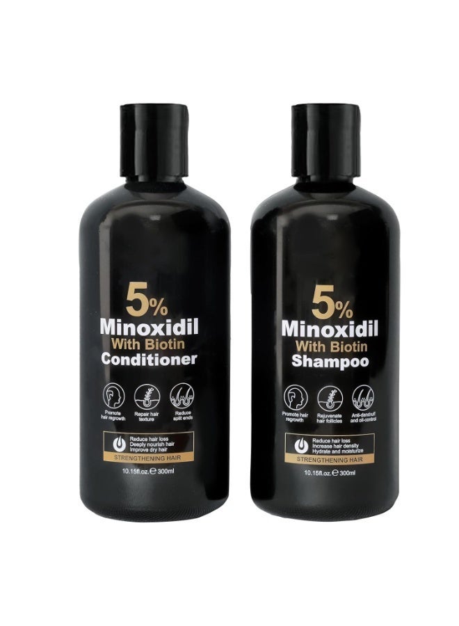 Kormesic Minoxidil & Biotin Shampoo & Conditioner Set | Hair Growth, Thicker Fuller Hair | 600ml Duo for Men & Women - Image 1