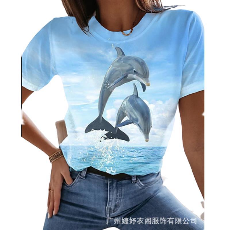 Color-added 2021 AliExpress Pullover Round Neck Abstract Painting Style Printed Street Trendy Short-sleeved Multicolor Loose T-shirt - Image 5
