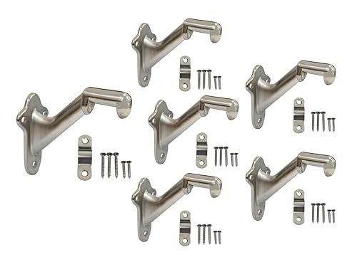 QCAA HandRail Brackets 3 Zinc Die Cast Brushed Nickel 6 Pack Made in Taiwan - Image 1