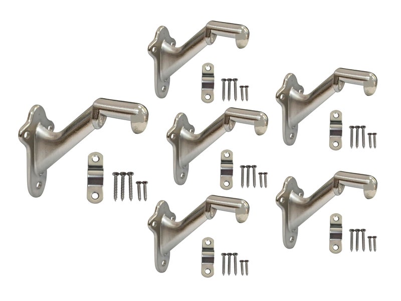QCAA HandRail Brackets 3 Zinc Die Cast Brushed Nickel 6 Pack Made in Taiwan - Image 2