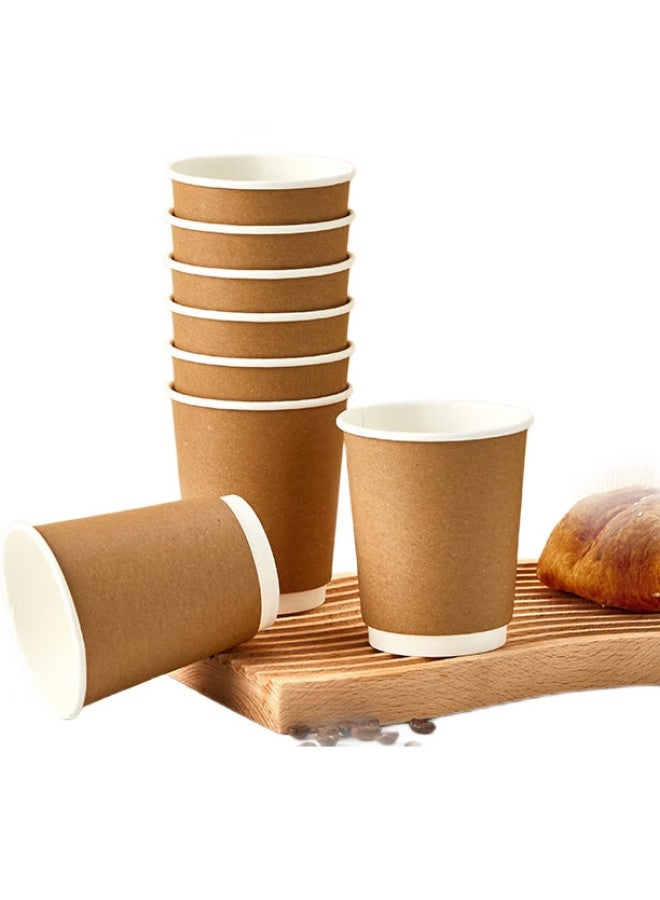 JD.com Jd Jingzao Disposable Paper Cups Coffee Cups Kraft Paper Double-Layer Thickened Food-Grade Water Cups 280Ml [60 Pieces] - Image 1