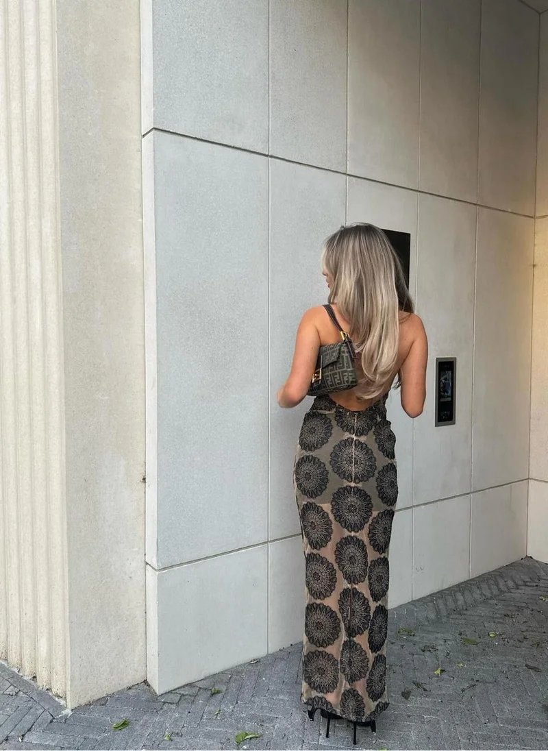 Deme Studio  Gia Backless Mesh Maxi Dress for Women | Best Price UAE