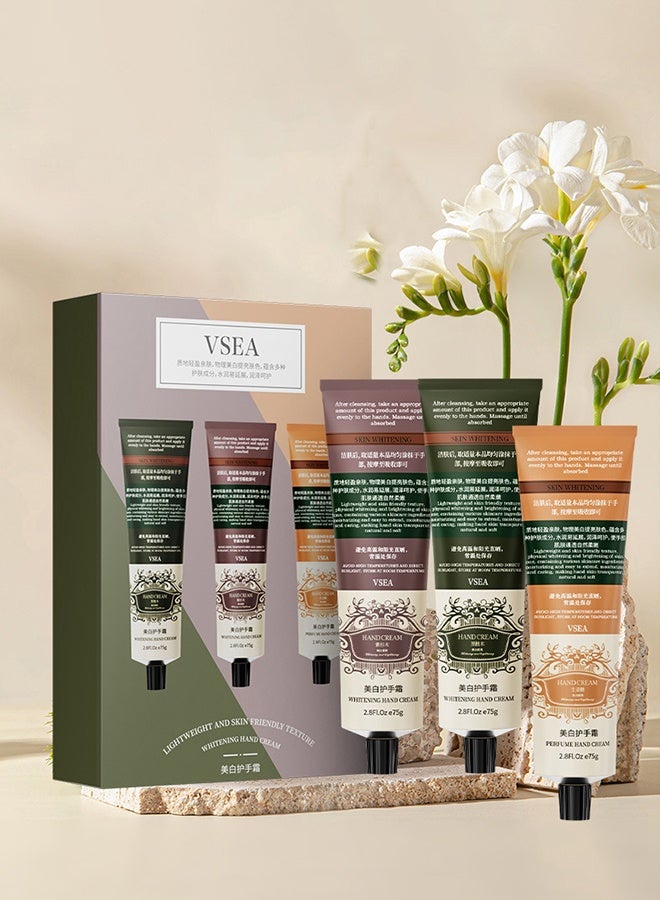 VSEA 3-Piece Whitening Hand Cream Gift Set, Woody & Floral Fragrance Hand Lotion, Non-Greasy Moisturizing Hand Cream for Dry Skin, Luxury Skincare Gift Set for Men & Women - Image 2