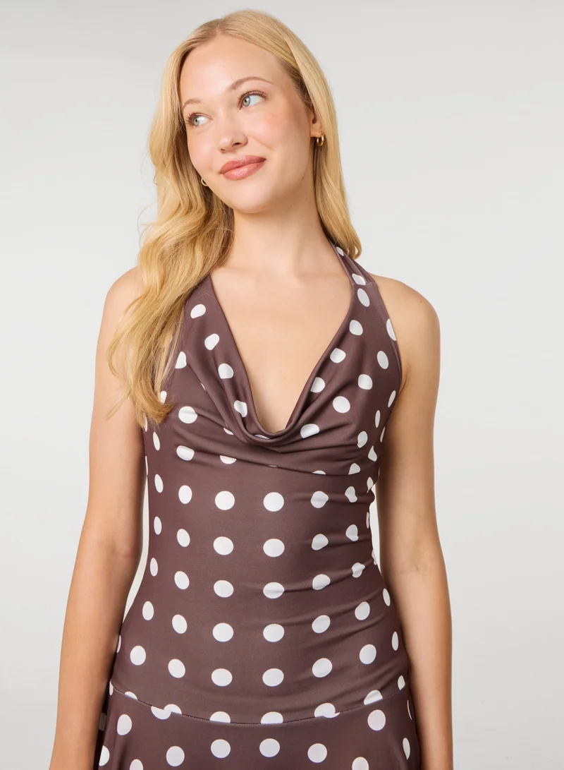 Pink Vanilla  Halter Mini Dress In Polka Dot for Women | Best Price UAE