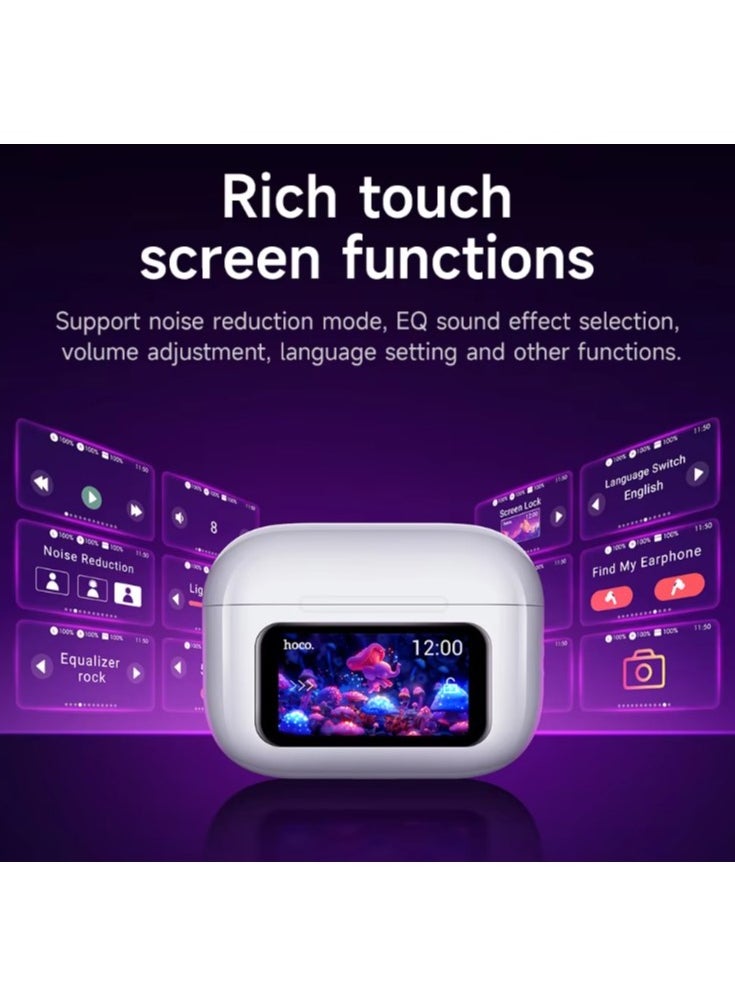 HOCO EW72 Wirelss Bluetooth 5.4 ANC Noise Reduction Earphone With LED Full Touch Smart Screen Charging Box Music Sports Earbuds