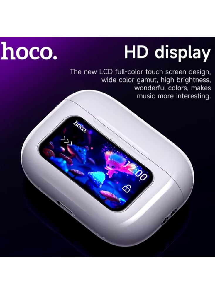 HOCO EW72 Wirelss Bluetooth 5.4 ANC Noise Reduction Earphone With LED Full Touch Smart Screen Charging Box Music Sports Earbuds