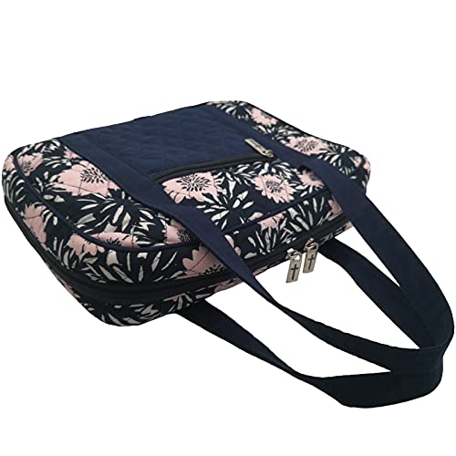 DIWI Quilted Bible Cover Extra Large Sizes 11.25 X 8.25 X 2.75 Inches Bible Tote Good Book Case (XL, C2 Navy Pink) - Image 3