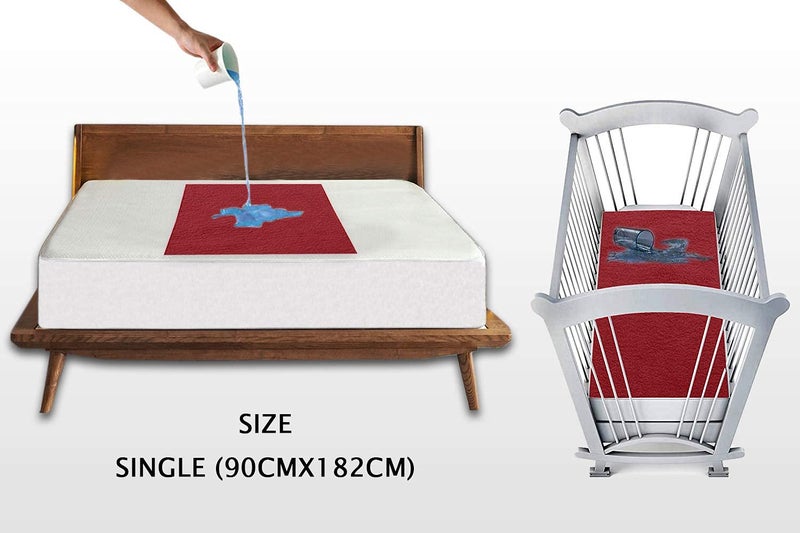 Trance Quick Dry - Soft Bed Protector Waterproof Baby Cot Sheet - (Single-90x182 cm,Maroon) - Image 2