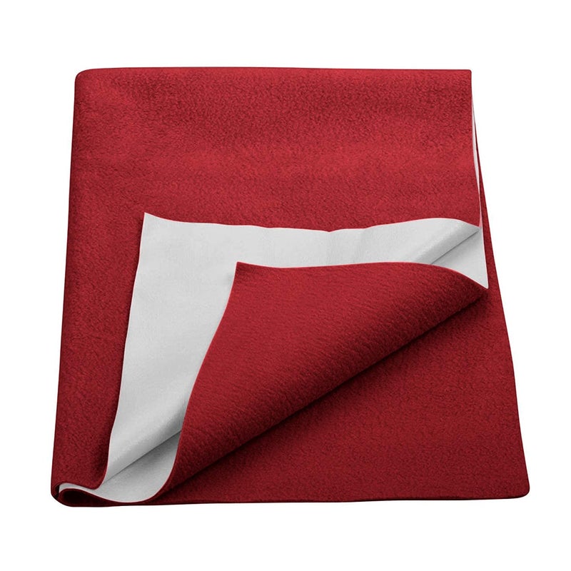 Trance Quick Dry - Soft Bed Protector Waterproof Baby Cot Sheet - (Single-90x182 cm,Maroon) - Image 1