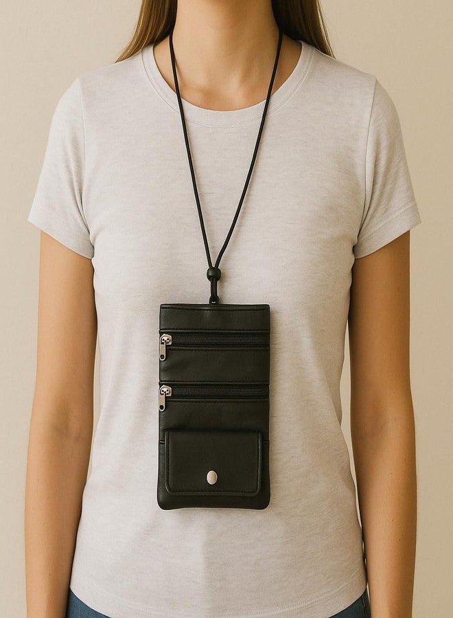 Marshal New Genuine Leather Neck Pouch Holder Passport ID Documents Travel Wallet Bag - Image 3