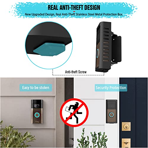 PUUUCI Anti-Theft Doorbell Mount with Adjustable Angle(45-135 Degrees),Upgraded Steel Metal Bracket for Ring Battery Video Doorbell 2/3/4/(2020 Release)/(2024 Release)/Plus/Pro Cover Holder Not Block Sensor - Image 4