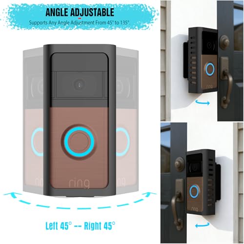 PUUUCI Anti-Theft Doorbell Mount with Adjustable Angle(45-135 Degrees),Upgraded Steel Metal Bracket for Ring Battery Video Doorbell 2/3/4/(2020 Release)/(2024 Release)/Plus/Pro Cover Holder Not Block Sensor - Image 5