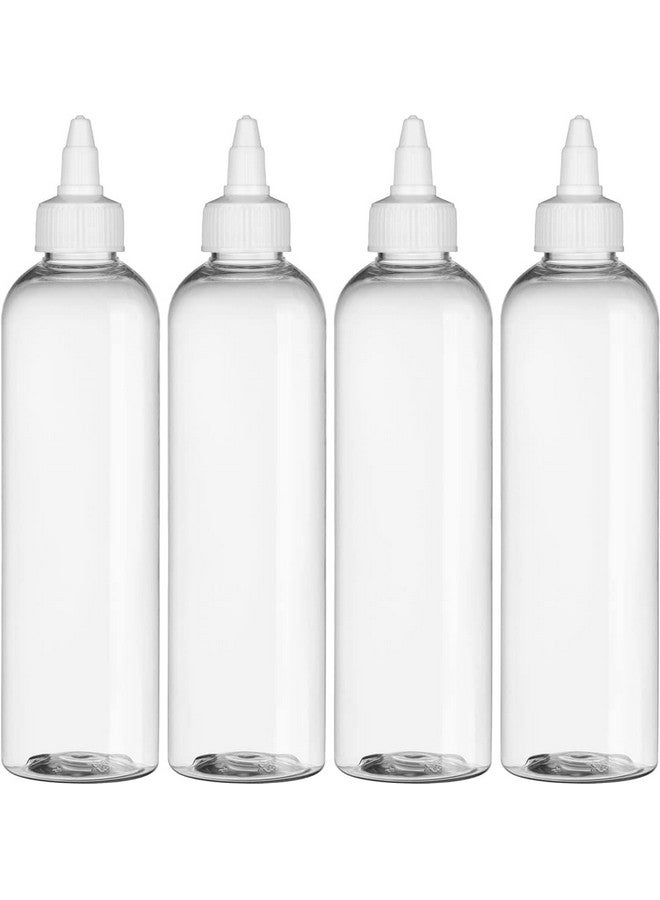 BRIGHTFROM Twist Top Applicator Bottles, Clear 8 Oz Bpa-Free Plastic, Empty, Squeeze, Refillable - Open/Close Nozzle - Multi Purpose (Pack Of 4) - Image 1