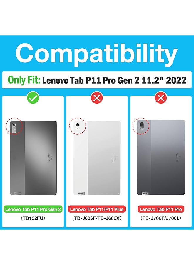 Procases For Lenovo Tab P11 Pro 11.2 Inch Gen 2 2022 Tb-132Fu Tb-138Fc Case Rugged Heavy Duty Shockproof Cover With Hand Strap Shoulder Strap For 11.2 Inch Lenovo Tab P11 Pro 2Nd Generation -Black - Image 2