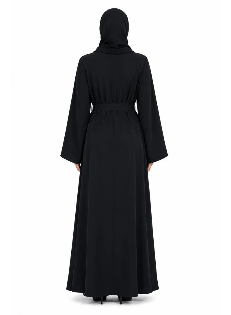 عباءات ريم All Over Floral Embroidered Abaya with Matching Sheila