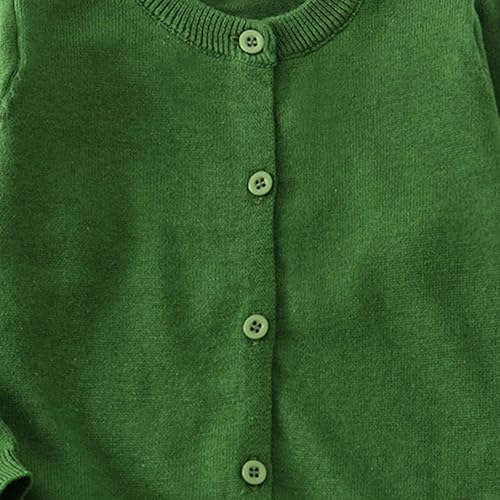 YAGATA Toddler Sweaters Baby Boys Girls Cardigan Sweatshirt Cotton Button Up Knit Long Sleeve Jacket Fall Tops 2-3T Green 100 - Image 3