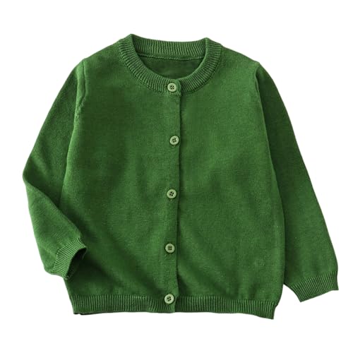YAGATA Toddler Sweaters Baby Boys Girls Cardigan Sweatshirt Cotton Button Up Knit Long Sleeve Jacket Fall Tops 2-3T Green 100 - Image 1