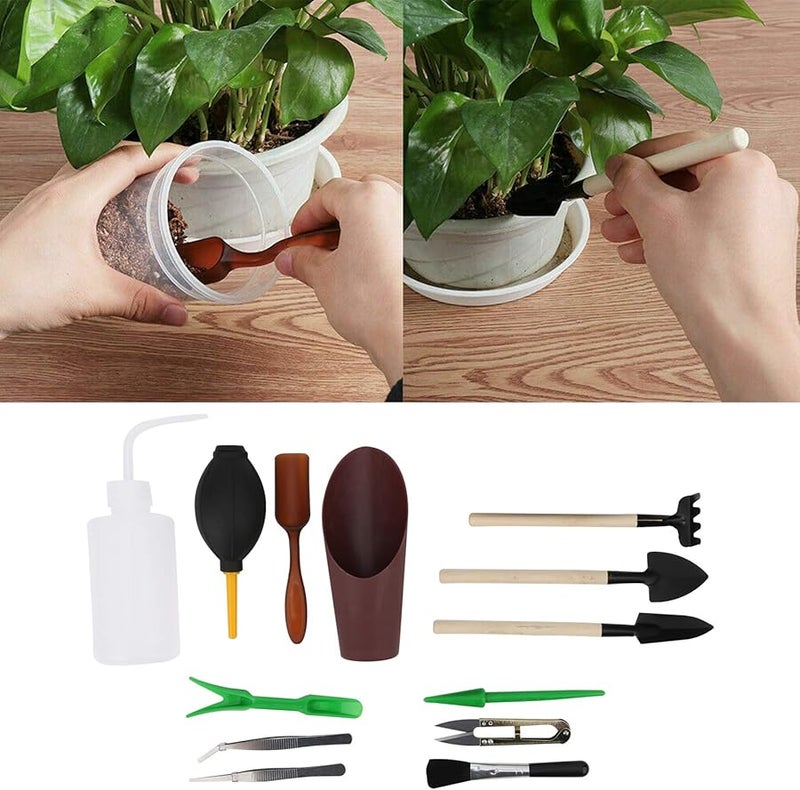 13 قطعة من مجموعة أدوات الحديقة مع مجرفة ومقص للزراعة والري والزرع - Image 3