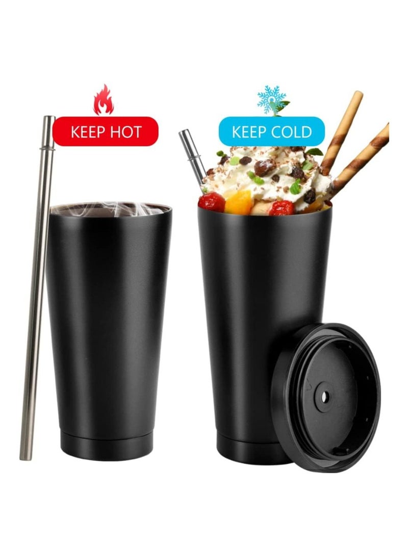 Arabest 16.9oz Stainless Steel Tumbler with a Cleaning Brush and a Straw, Durable Non-slip Coffee Mug, Modern Insulated Travel Mug with Vacuum Insulation（Black）  - Image 5