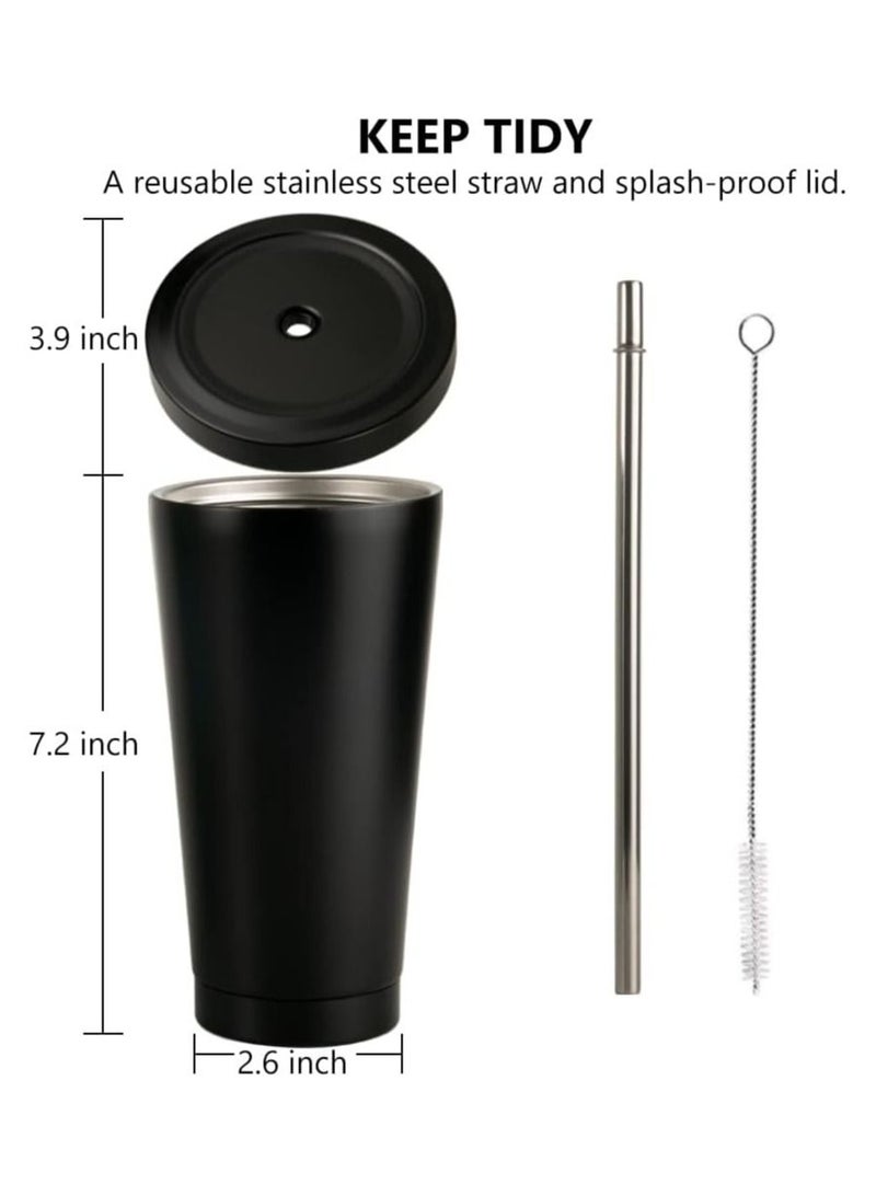 Arabest 16.9oz Stainless Steel Tumbler with a Cleaning Brush and a Straw, Durable Non-slip Coffee Mug, Modern Insulated Travel Mug with Vacuum Insulation（Black）  - Image 2