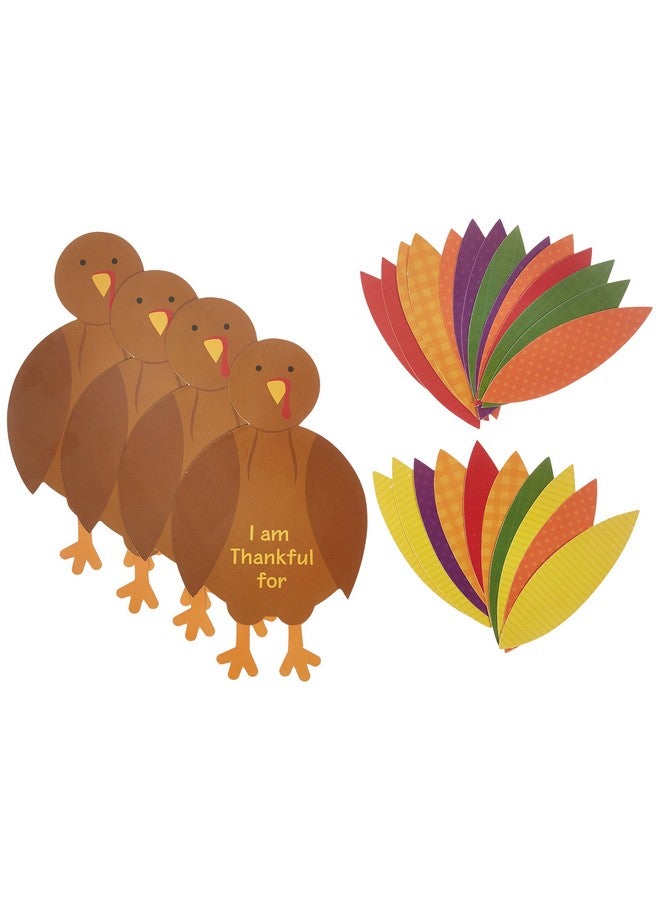 amscan Paper Turkey Craft Kit - Makes 4 Turkeys - Thanksgiving Party Activity - Image 1