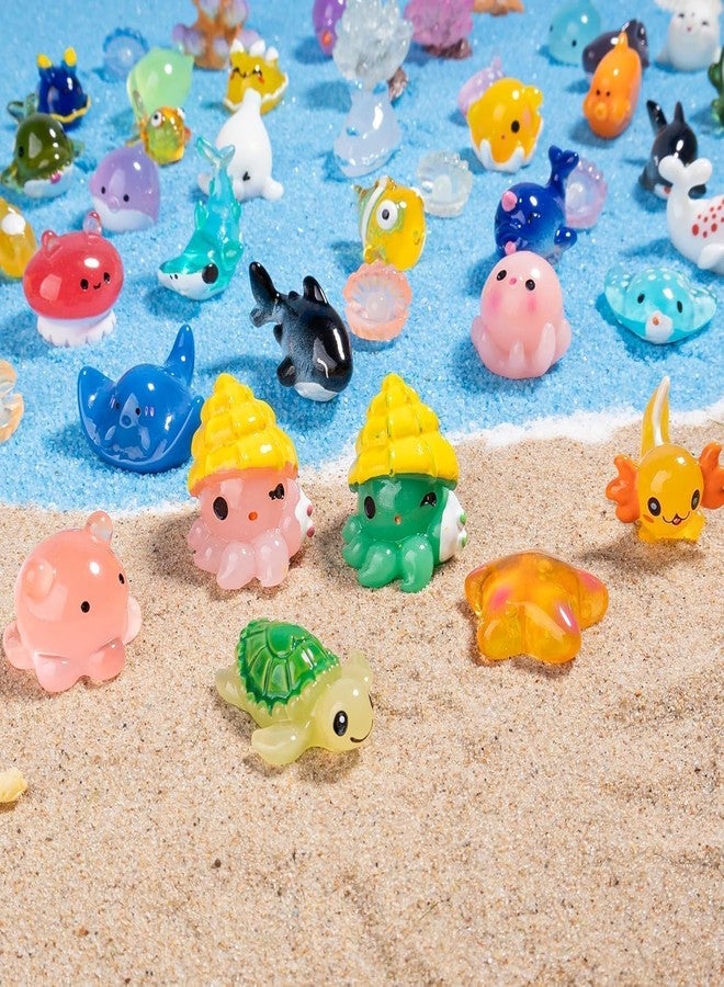 Nerfcareani 100PCS Mini Ocean Resin Animals Tiny Sea Animals Figurines Marine Miniature Plastic Animals Aquarium Ornaments Decorations for DIY Fish Tank Potted Micro Fairy Garden Dollhouse - Image 1