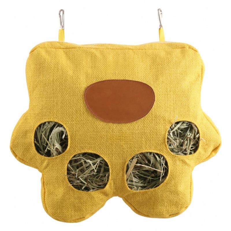Hay Bag for Small Pets, Cotton and Linen Material, 29*24*4cm Size, 110G Weight, 1 Piece, Multi-Hole Shared Feeding Structure, Extra-Large Capacity, Practical Hanging Function, Suitable for Rabbits Chinchillas Guinea Pigs Hamsters - Image 1