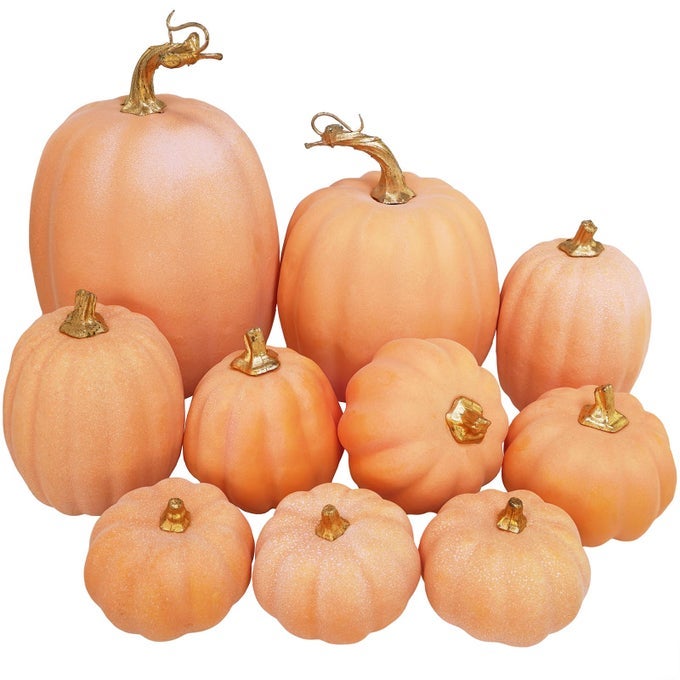 10 PCS ASSORTED ARTIFICIAL ORANGE PUMPKINS DECORATIVE PUMPKINS FAUX LIGHT ORANGE PUMPKINS FOAM PUMPKINS FOR FALL HARVEST AUTUMN WEDDING THANKSGIVING HALLOWEEN TABLE CENTERPIECE MANTEL DCOR