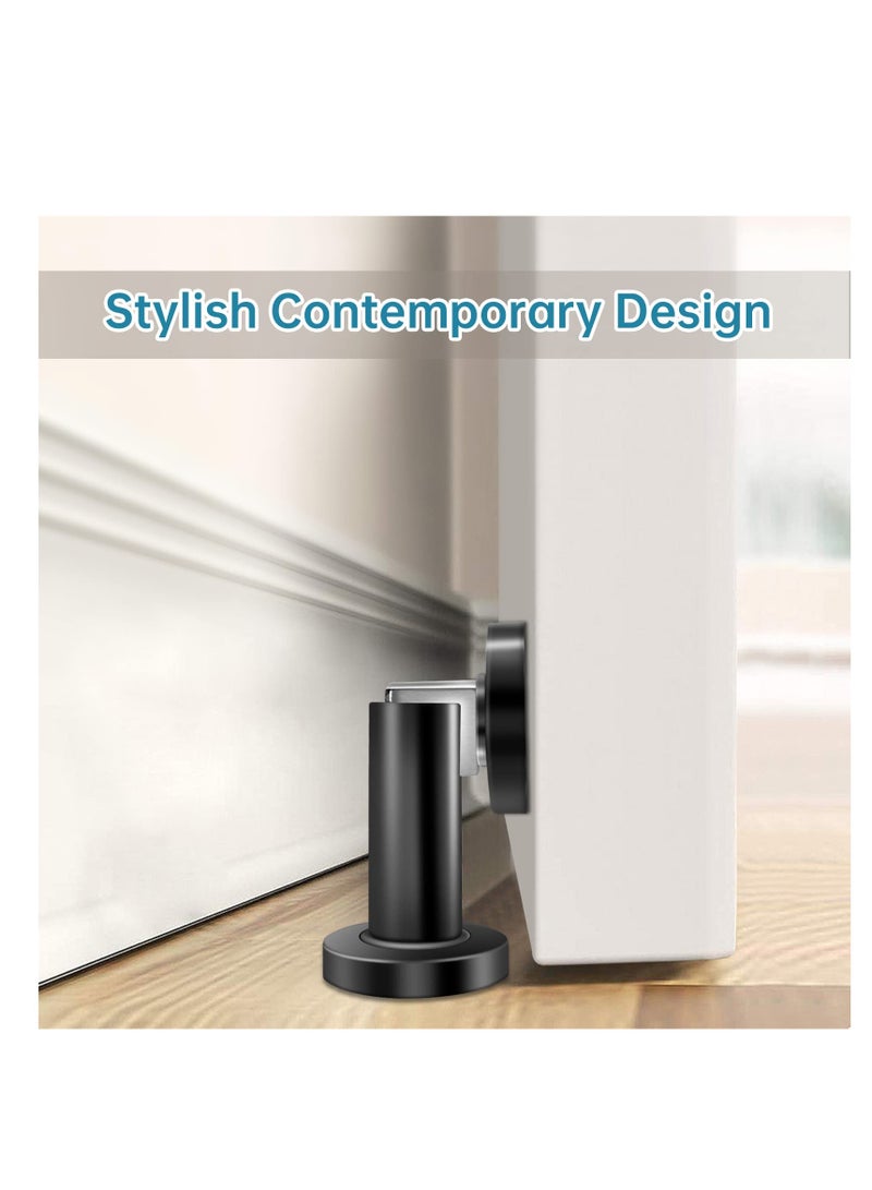 Door Stoppers, Magnetic Door Stop, Heavy Duty Stainless Steel Door Catch, Holder Your Door, Modern Wall/Ground Mount Door Stopper, Black, 2 Pack - Image 5