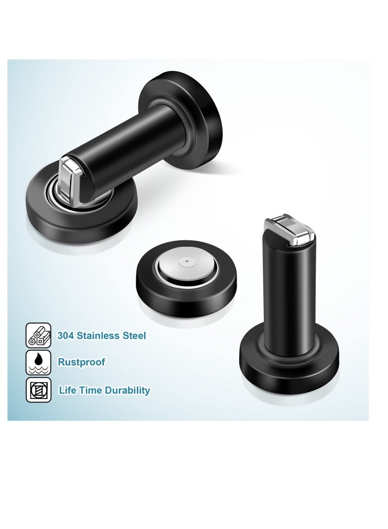 Door Stoppers, Magnetic Door Stop, Heavy Duty Stainless Steel Door Catch, Holder Your Door, Modern Wall/Ground Mount Door Stopper, Black, 2 Pack - Image 4
