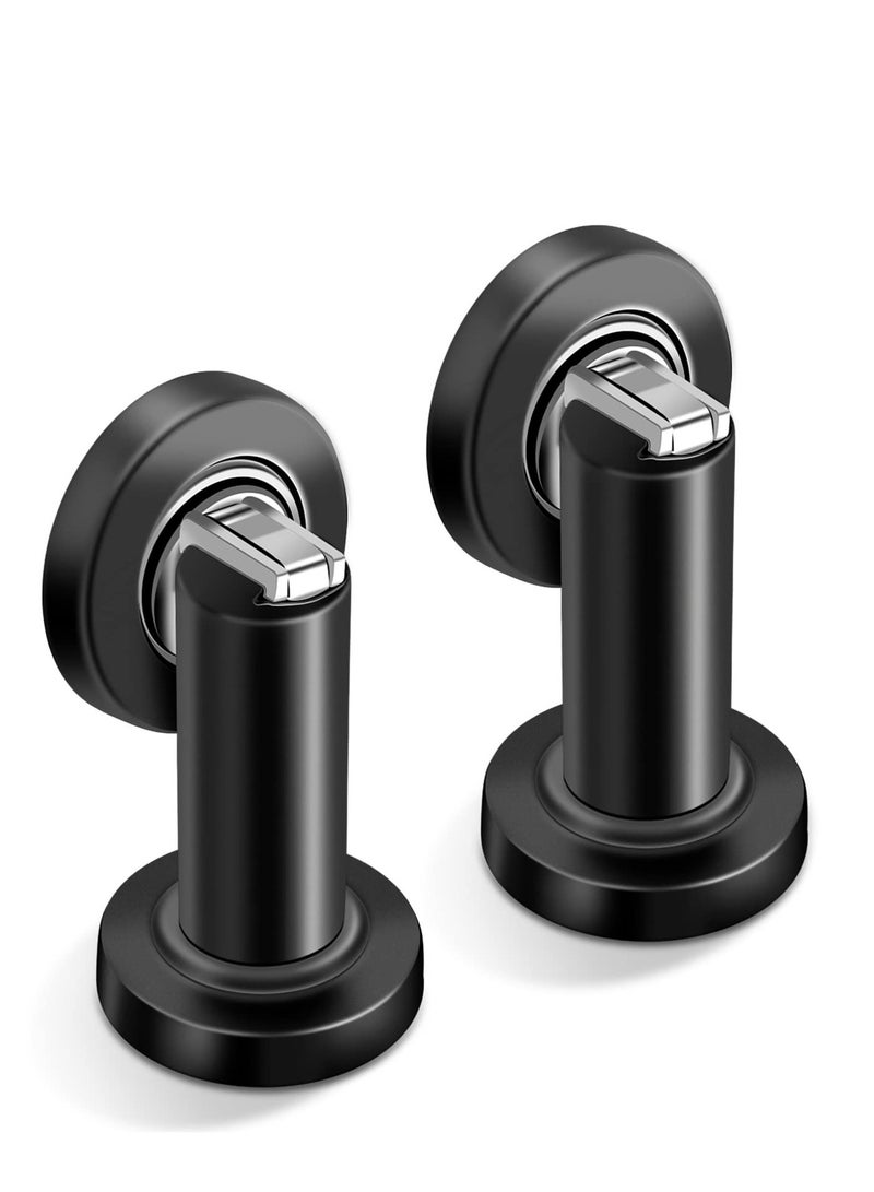 Door Stoppers, Magnetic Door Stop, Heavy Duty Stainless Steel Door Catch, Holder Your Door, Modern Wall/Ground Mount Door Stopper, Black, 2 Pack - Image 1