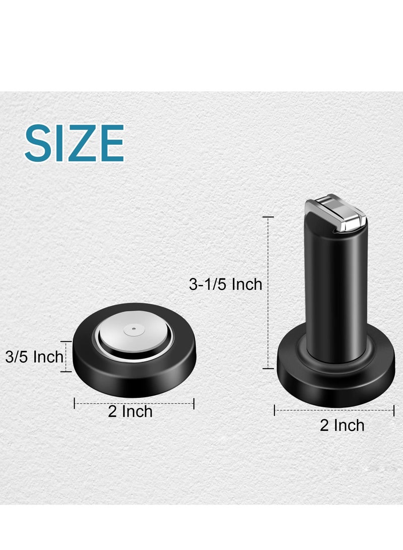 Door Stoppers, Magnetic Door Stop, Heavy Duty Stainless Steel Door Catch, Holder Your Door, Modern Wall/Ground Mount Door Stopper, Black, 2 Pack - Image 2